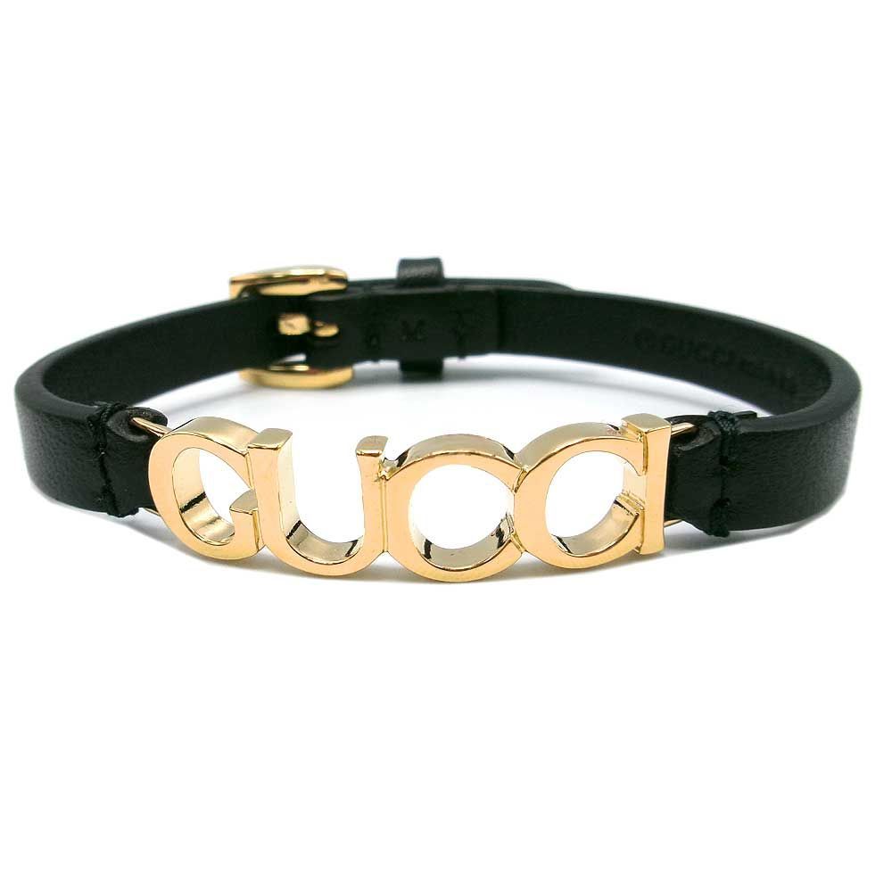 【新品】GUCCI グッチ ブレスレット レザー ロゴ スクリプト 796924 8029 IAAEM ブティックライン BRACELET LEAT.F.JWL