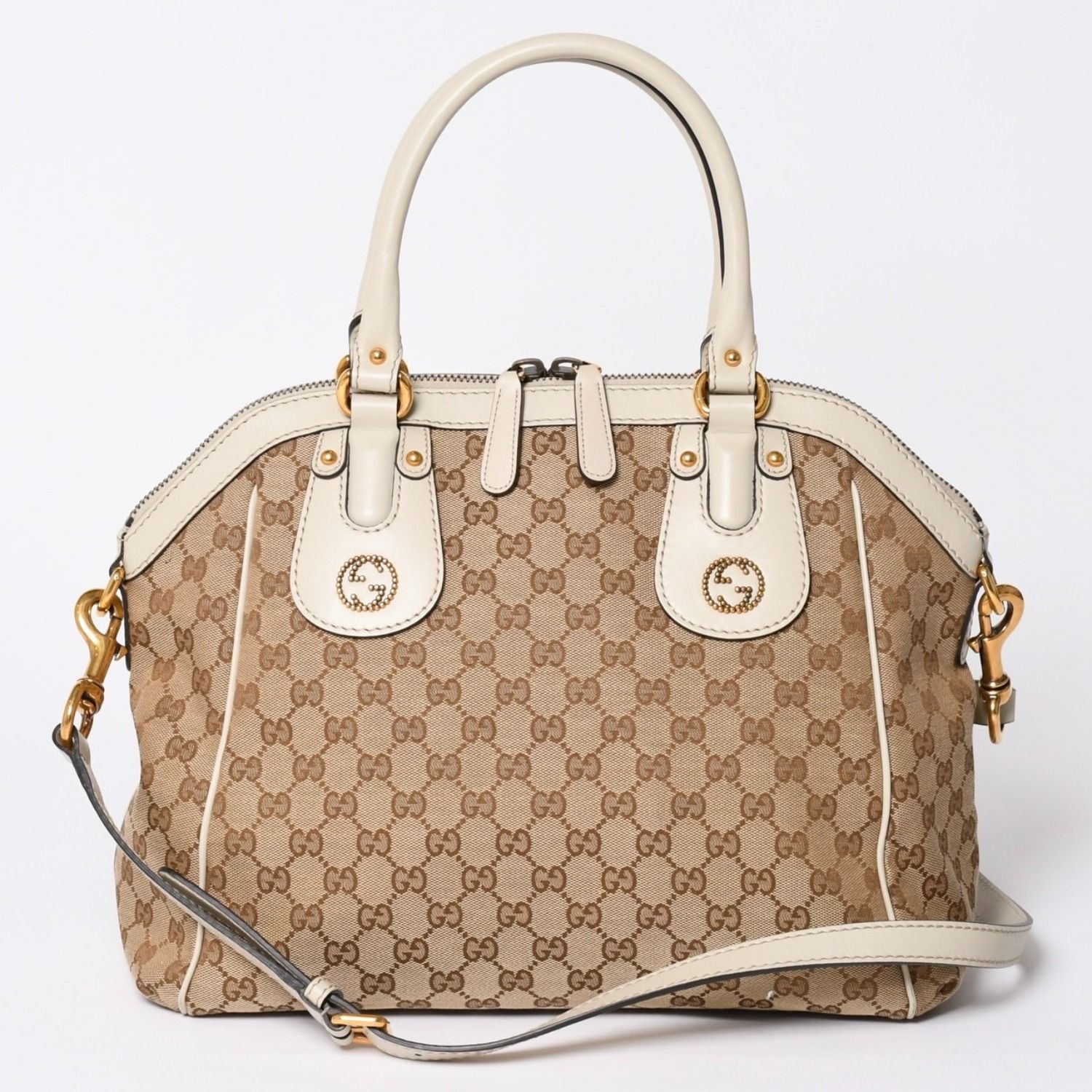 極美品 GUCCI グッチ Hand Bag ハンドバッグ shoulder Bag ショルダーバッグ 282299 GGキャンバス ブラウン 中古 4a002063