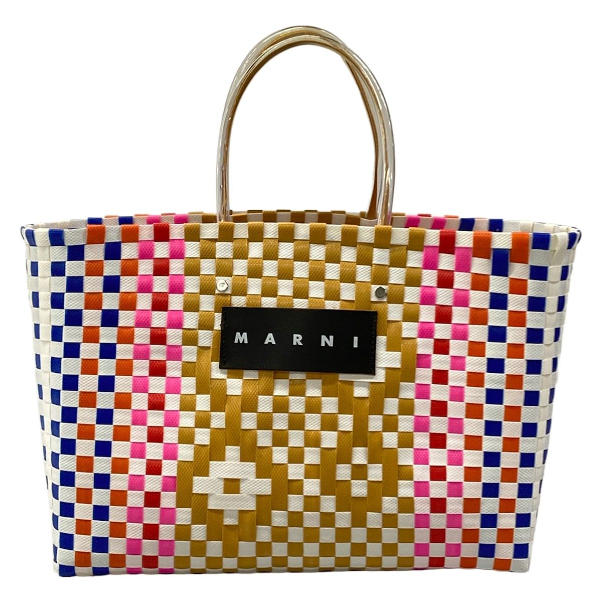 MARNI(マルニ) トートバッグ ピクニックバッグ ブラウン×白×マルチ 編み込み
