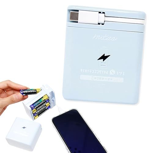 ≪乾電池8本まで対応！≫ mitas 乾電池式 単3電池 8本/4本対応 Type-C USB 2台同時充電 スマホ充電器 携帯 小型 軽量 くすみカラー 防災グッズ 非常用 停電 地震 アウトドア 旅行 出張 防災リュック EJ-8BTCC acaabe13