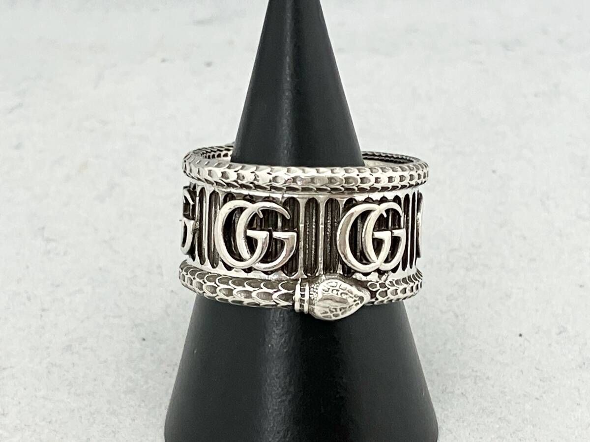 GUCCI ダブルG SV ＃21 16.8g リング スネークモチーフ
