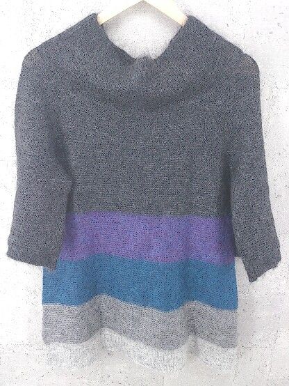 ◇ green label relaxing グリーンレーベル UNITED ARROWS モヘヤ混 ニット 長袖 セーター ブラック マルチ * 1002799211369 【中古】 【1002799211369】