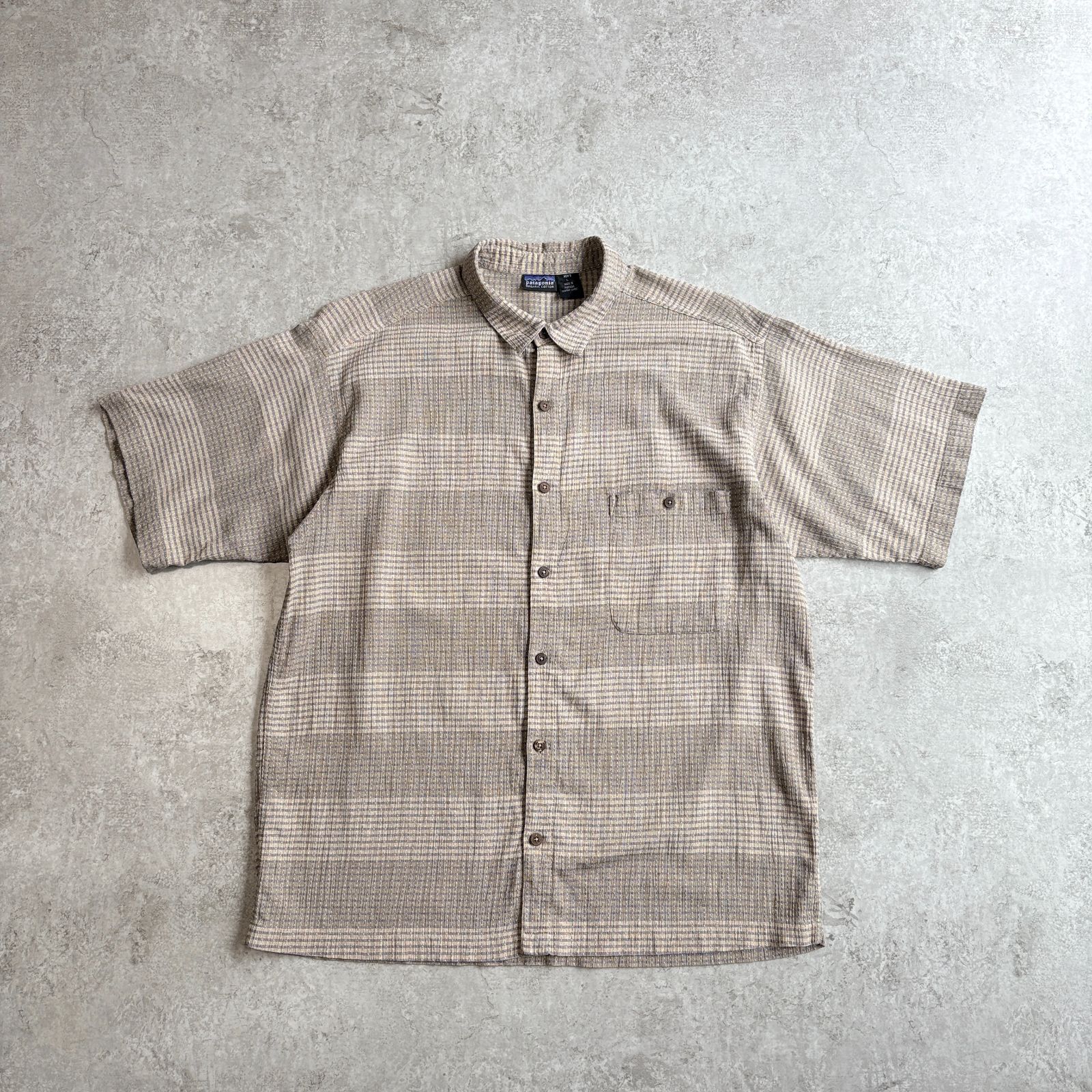 90s 1999年製 patagonia A/C Yarn Dye Shirt Short sleeve shirt 【beige】 パタゴニア A/C ヤーンダイシャツ 半袖シャツ チェック ACシャツ 【ベージュ】
