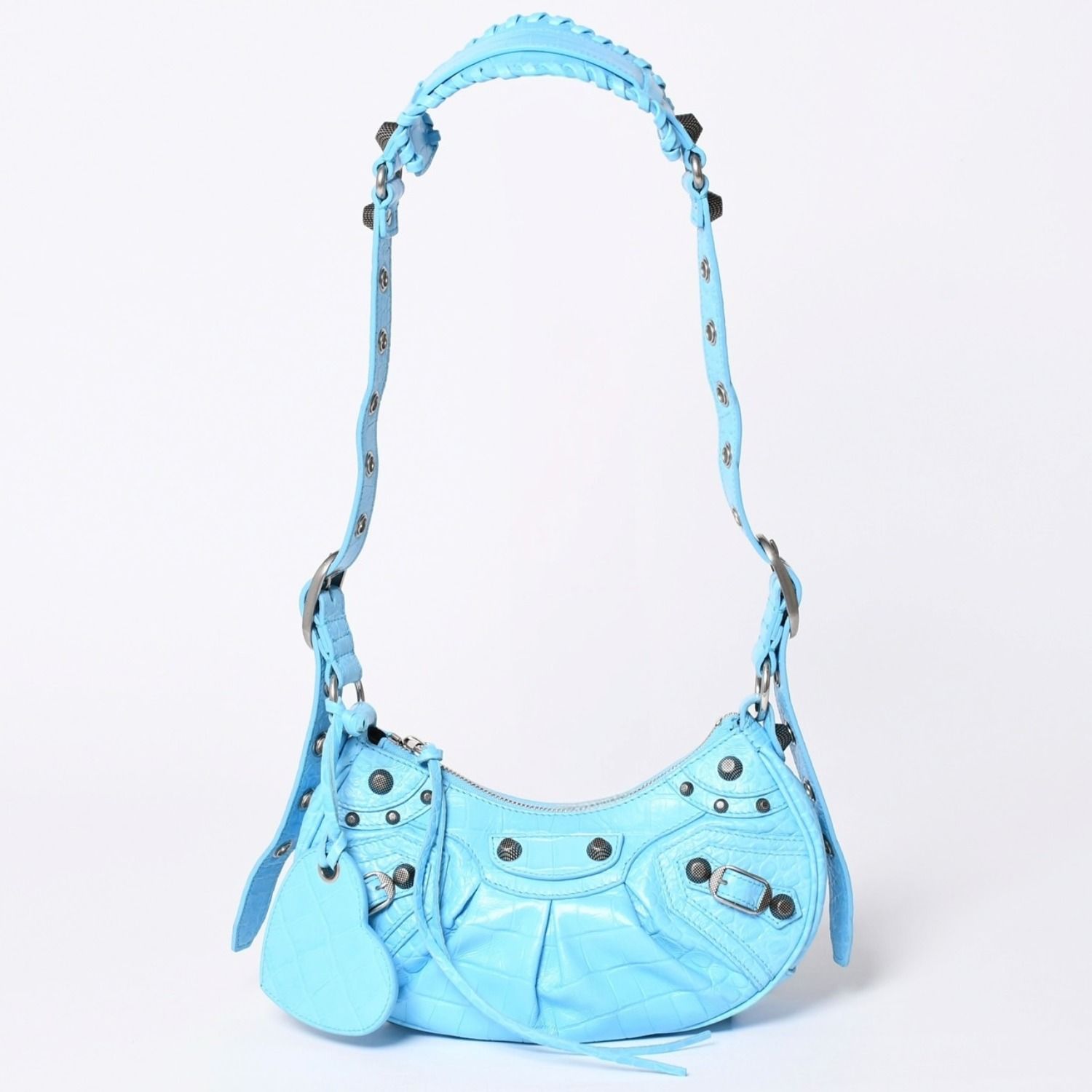 極美品 BALENCIAGA バレンシアガ Le Cargole ルカゴール ショルダーバッグ ブルー シルバー金具 671309 中古 4a002107