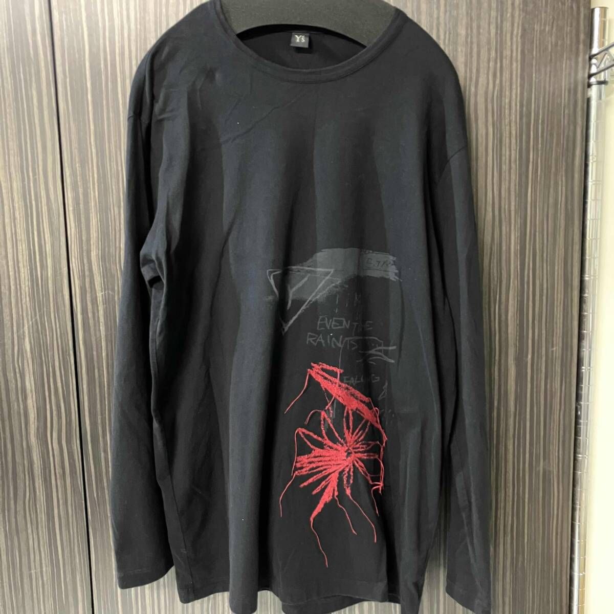 24AW Y's メッセージ刺繍デザインカットソー YO-T31-070 サイズ4 ブラック ワイズ