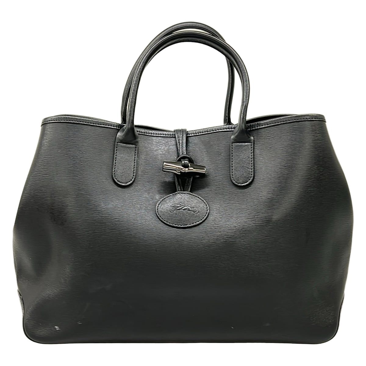 LONGCHAMP(ロンシャン) トートバッグ ロゾ 黒 レザー - メルカリ