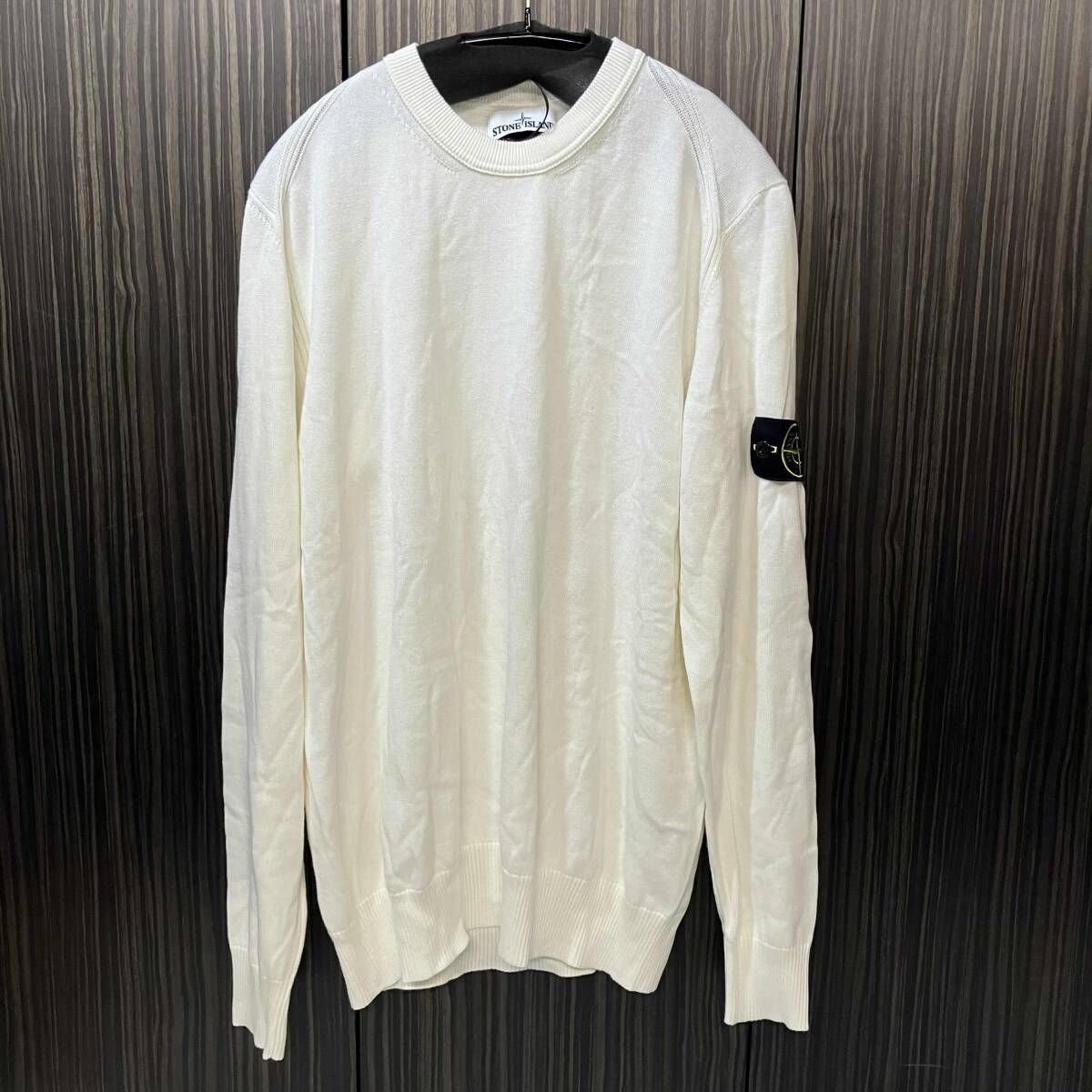 STONE  ホワイトニットセーター S 20ss STONE ISLAND knit 薄手ニットセーター Lサイズ ホワイト