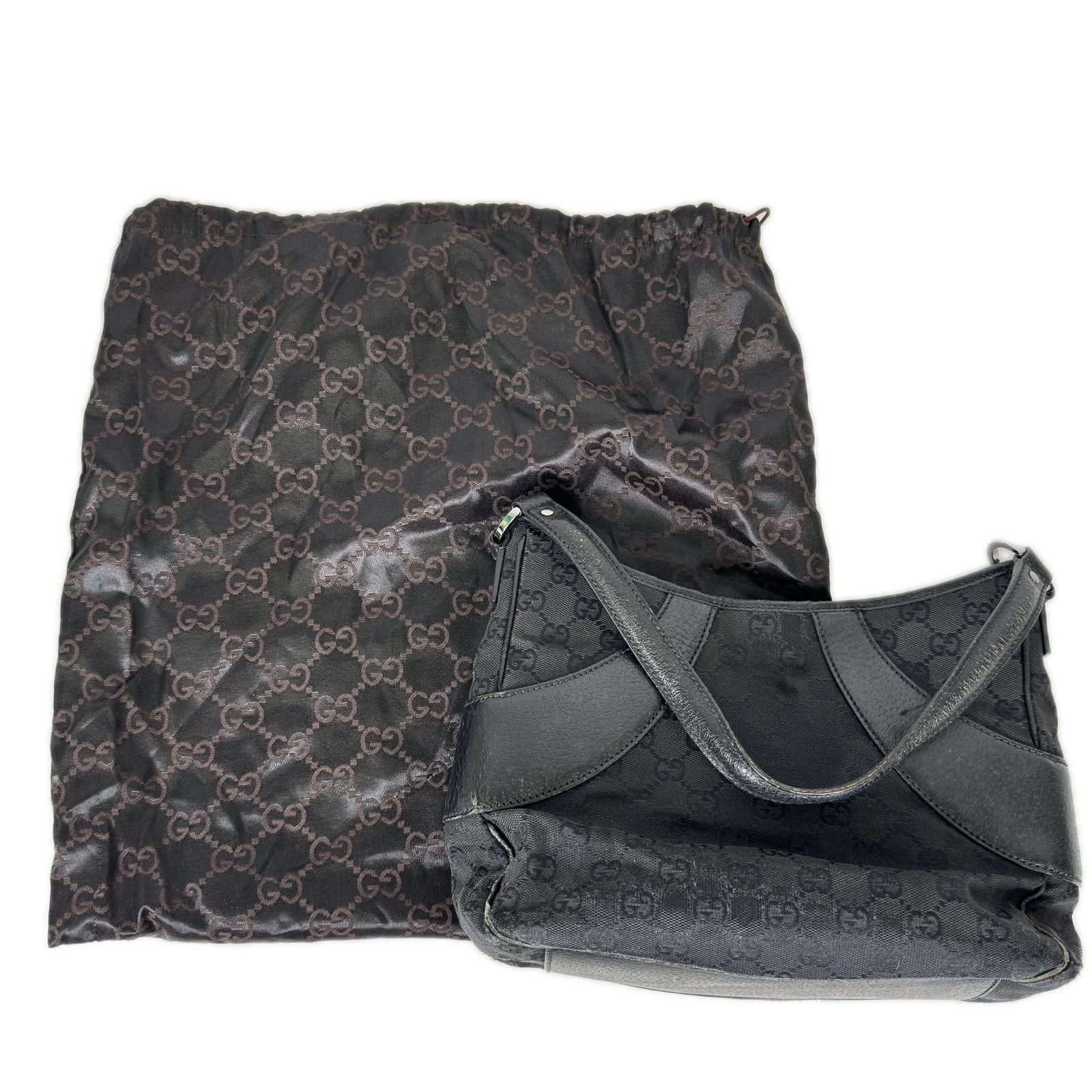 GUCCI グッチ ハンドバッグ ブラック GGキャンバス レザー GG柄 ファッション小物 カバン レディース