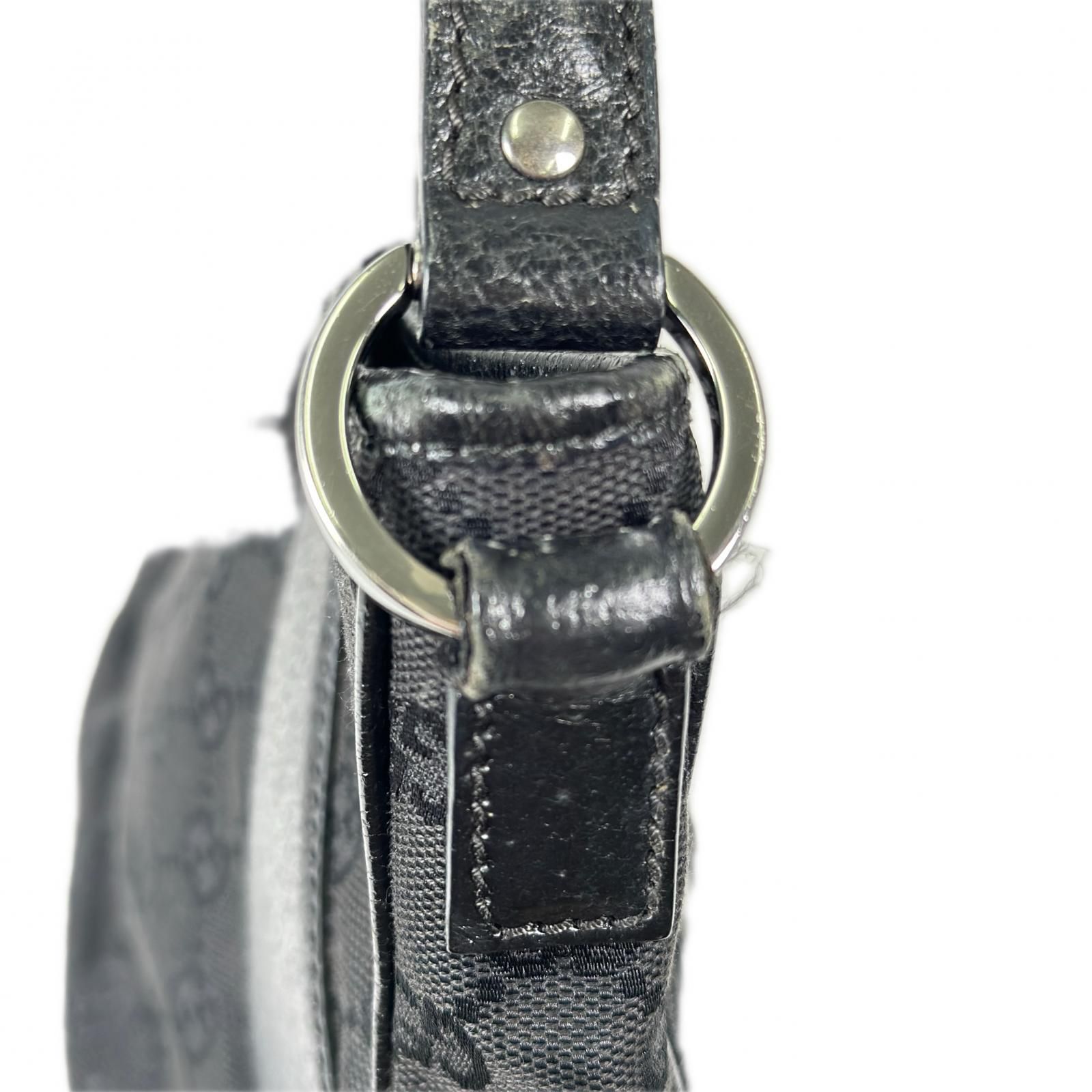 GUCCI グッチ ハンドバッグ ブラック GGキャンバス レザー GG柄 ファッション小物 カバン レディース