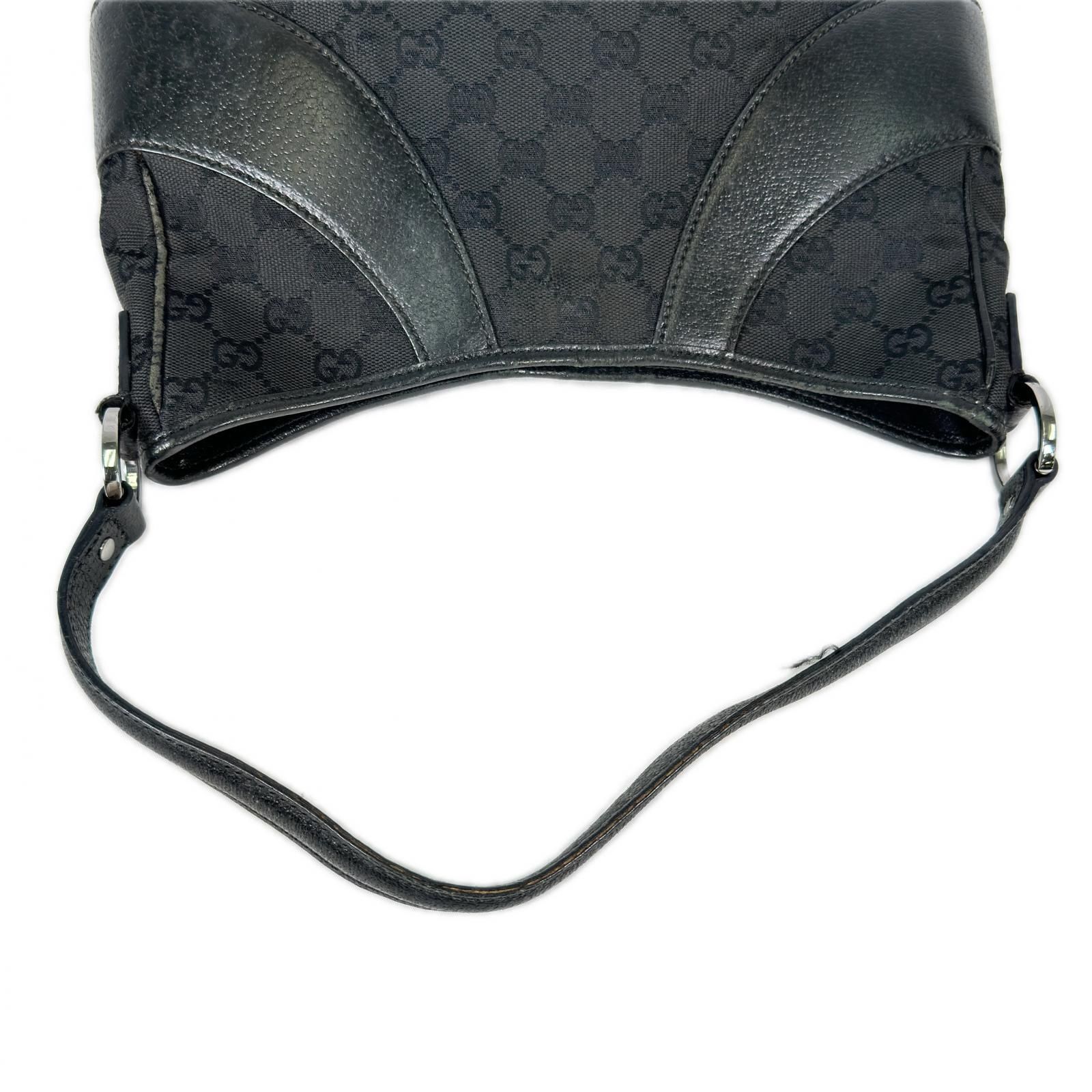 GUCCI グッチ ハンドバッグ ブラック GGキャンバス レザー GG柄 ファッション小物 カバン レディース