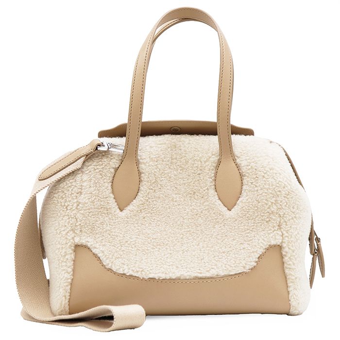 【新品同様】Loro Piana ロロピアーナ ハンドバッグ レディース セージア・ハッピーデー・マイクロトート ボア レザー 22AW カバン 鞄 小物 ショルダーストラップ・タグ・袋付属 アイボリー ベージュ イタリア製