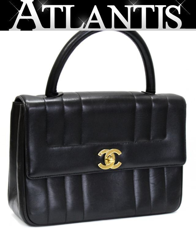 シャネル CHANEL マドモアゼル トップハンドル ハンドバッグ ラムスキン 黒 G金具 3番台 【74646】