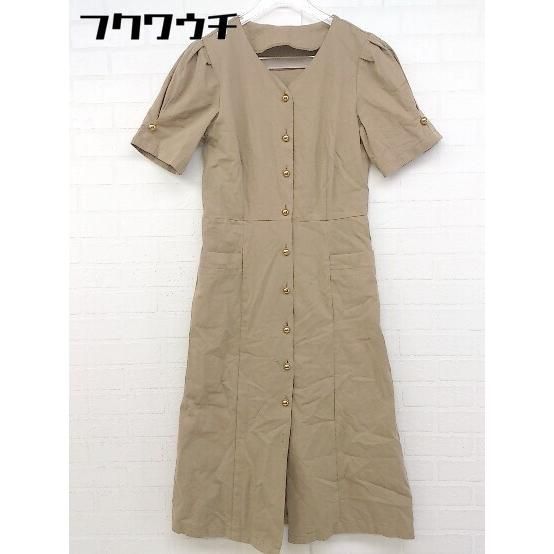 ◇ ABITOKYO アビトーキョー Vネック 五分袖 膝下丈 ワンピース ベージュ レディース 【中古】 【1104260001117】 5,580円