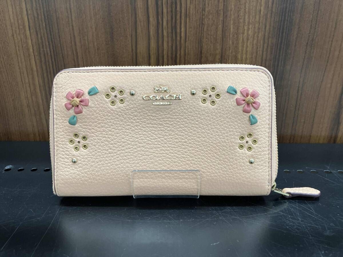 COACH CA025 コーチ　フローラル　ウィップステッチ　レザー花柄