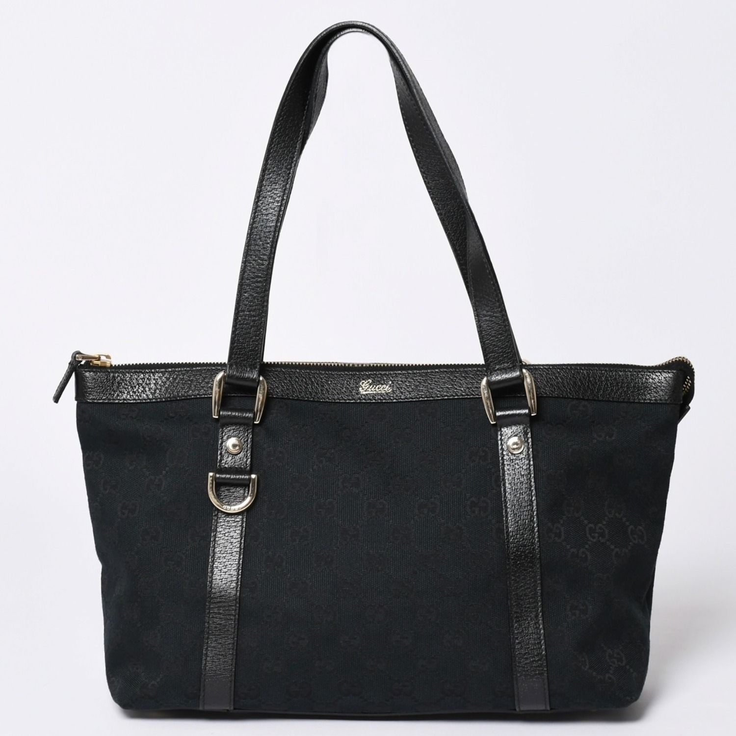 GUCCI GGキャンバストート ブラックゴールド金具141470 213317 極美品 GUCCI グッチ アビーラインGGキャンバストートバッグ ブラック