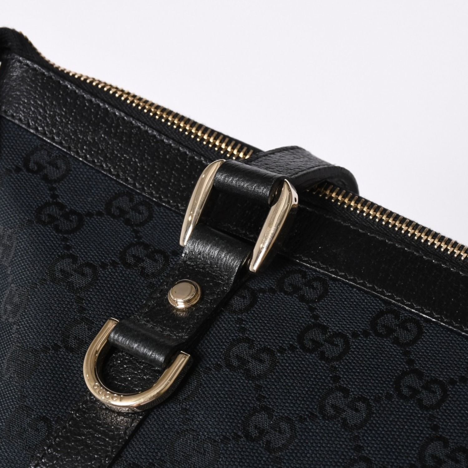 極美品 GUCCI グッチ アビーラインGGキャンバストートバッグ ブラック