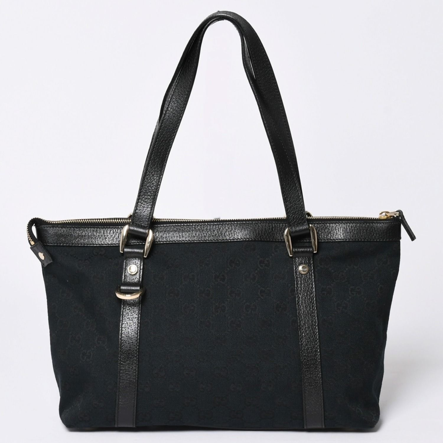 極美品 GUCCI グッチ アビーラインGGキャンバストートバッグ ブラック