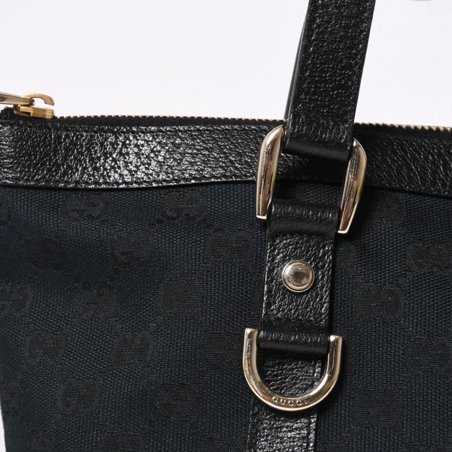 極美品 GUCCI グッチ アビーラインGGキャンバストートバッグ ブラック