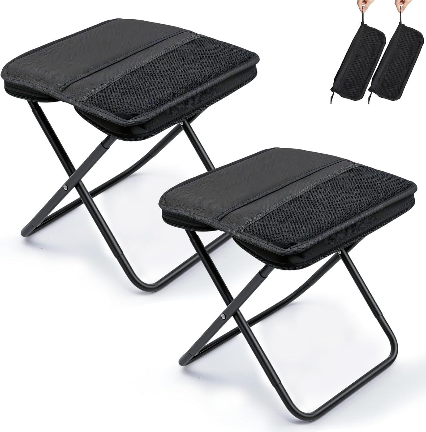 ［Livelihood］【2個/セット】折りたたみ椅子＆バッグ 2way型 超軽量 折畳みイス【収納袋兼用 空手でOK！】持ち運べるイス コンパクト 携帯便利 耐荷重130kg アルミ合金 ショルダー付き アウトドアチェア 日本語説明書付き 688978af