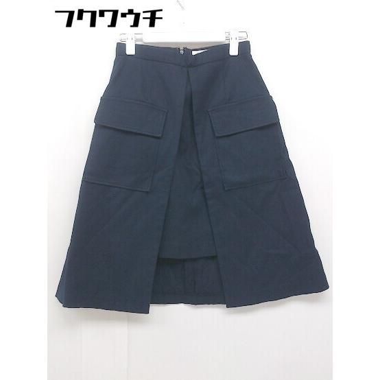 ◇ Ray BEAMS レイ ビームス ラップ 巻き風 膝丈 タイト スカート サイズ0 ネイビー レディース 【中古】 【1104280003597】