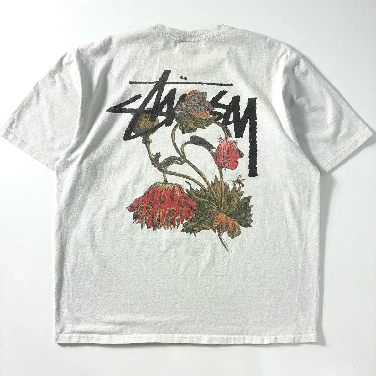 STUSSY ステューシー ウォーダッド フラワー プリンティング 白 Tシャツ