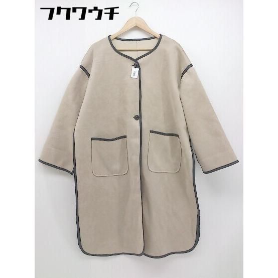 ◇ JUNOAH ジュノア ノーカラー 長袖 コート サイズ34 ベージュ レディース 【中古】 【1104280010120】