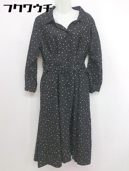 ◇ ◎ JEANASIS ジーナシス ウエストベルト付き 長袖 ロング ワンピース サイズF ブラック レディース 【中古】 【1105120013707】