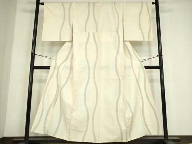 平和屋着物▽上質な紬　単衣　立涌文　正絹　逸品　DABE4522az