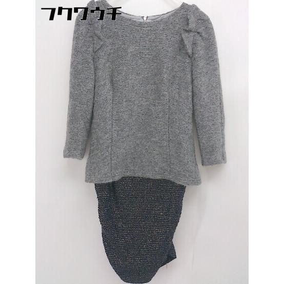 ◇ Rirandture バックジップ モヘア混 切替 長袖 膝丈 ワンピース サイズ2 グレー ネイビー レディース 【中古】 【1105040003888】 5,580円