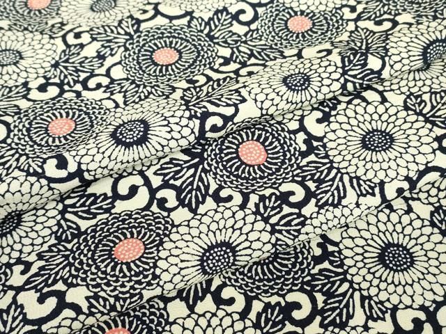 平和屋着物▽上質な小紋　単衣　紬地　型染め　菊唐草文　正絹　逸品　DABE4526az 15,184円