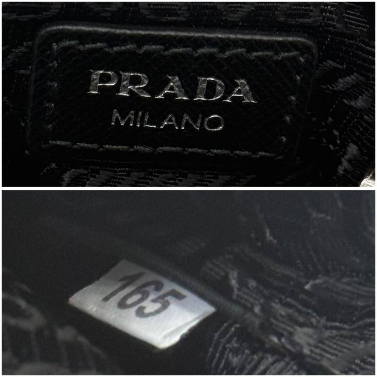 未使用 PRADA プラダ 三角ロゴ ミニ ポーチ ブラック ナイロン 