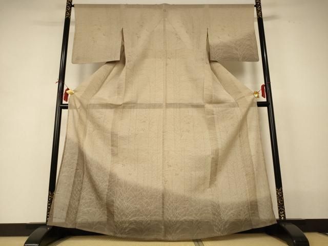 平和屋着物＊夏物　生紬　訪問着　草花文　暈し染め　正絹　逸品　AABI0759jd