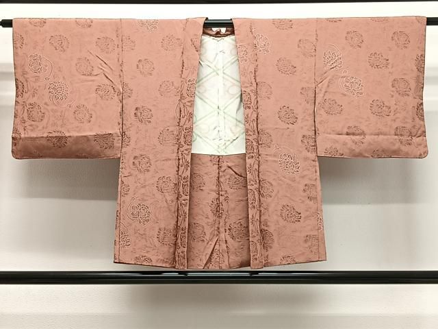 平和屋着物＃羽織　地紋起こし　草花文　正絹　逸品　CABG3636ua