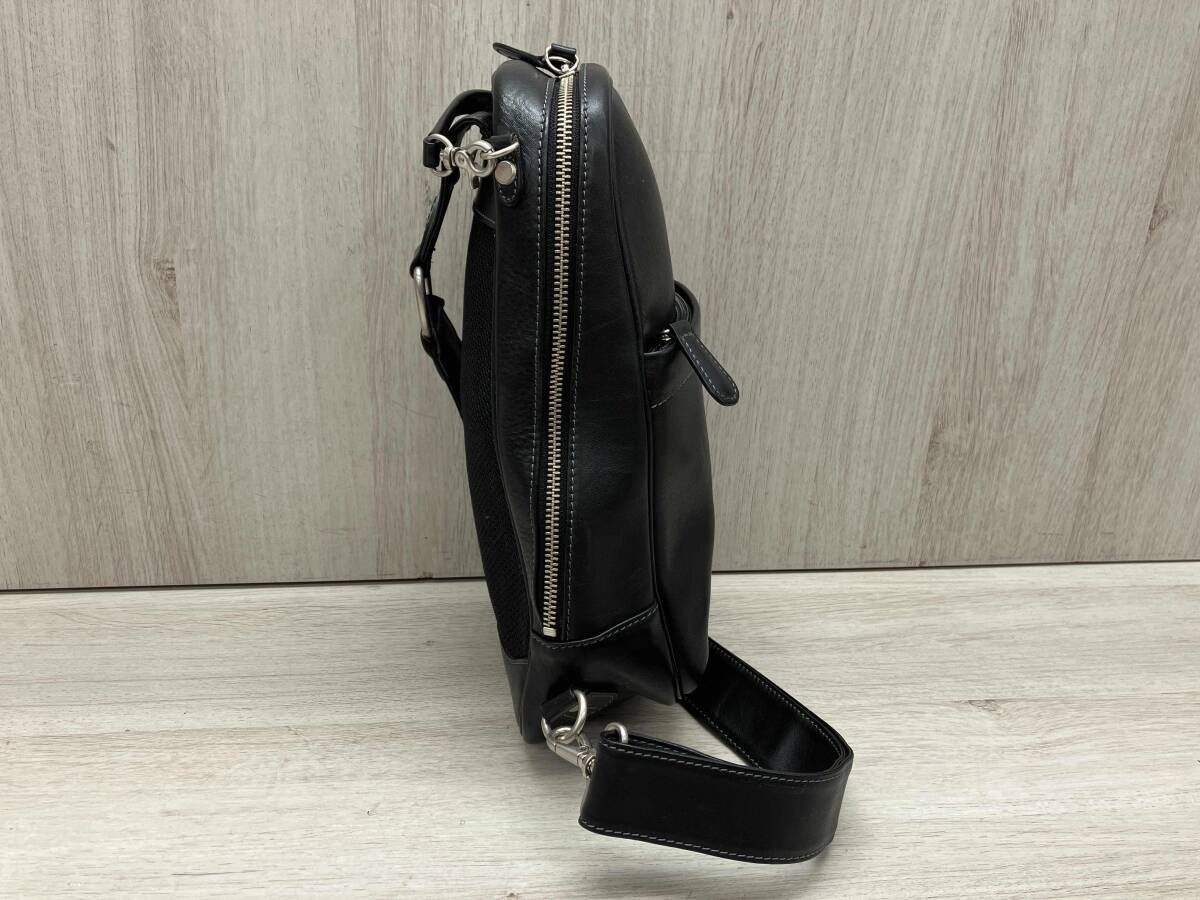 SOMES SADDLE/ソメス サドル ボディバッグ ショルダーバッグ 本革 レザー×メッシュ 日本製 ブラック 保存袋あり