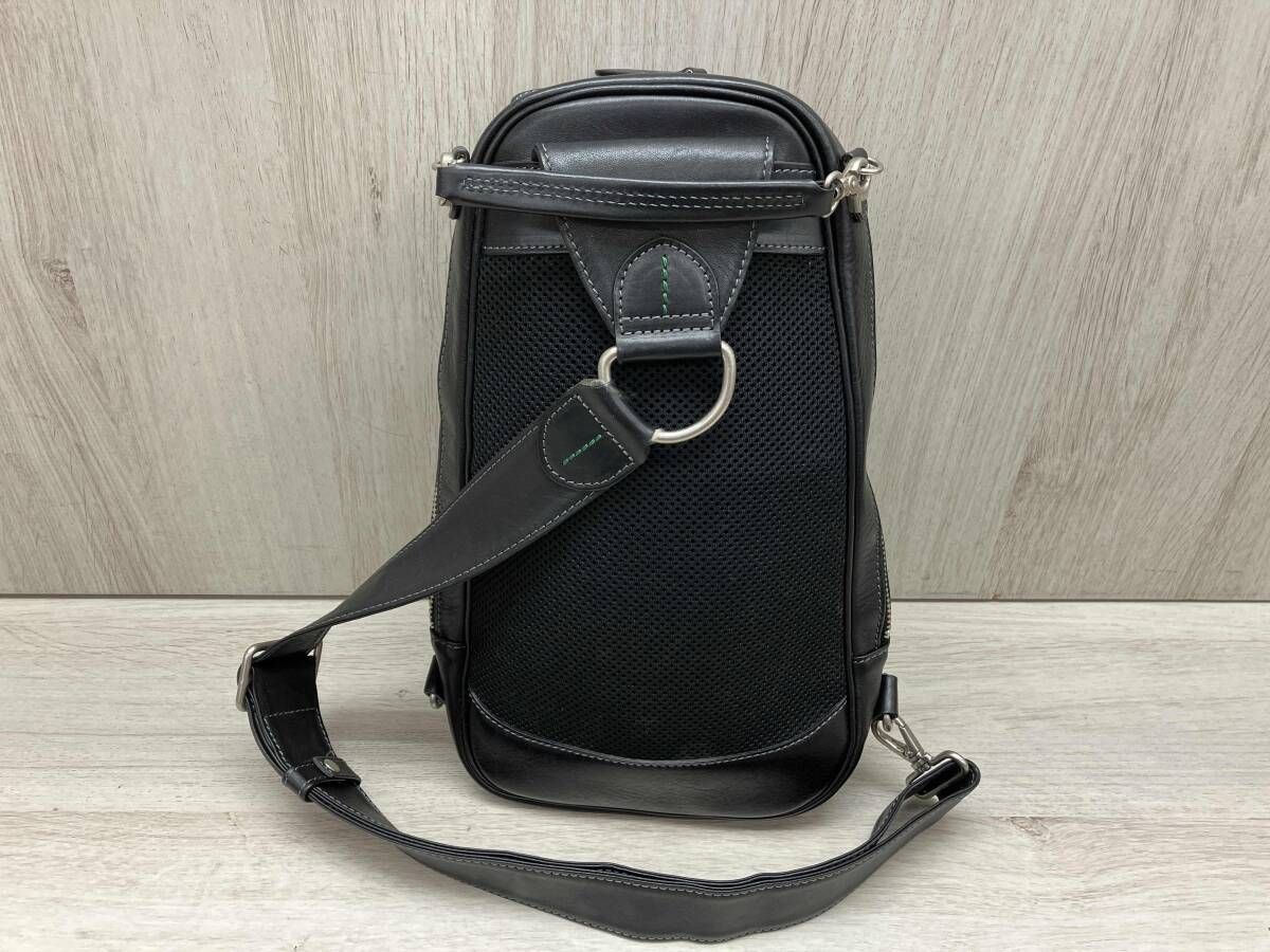 SOMES SADDLE/ソメス サドル ボディバッグ ショルダーバッグ 本革 レザー×メッシュ 日本製 ブラック 保存袋あり