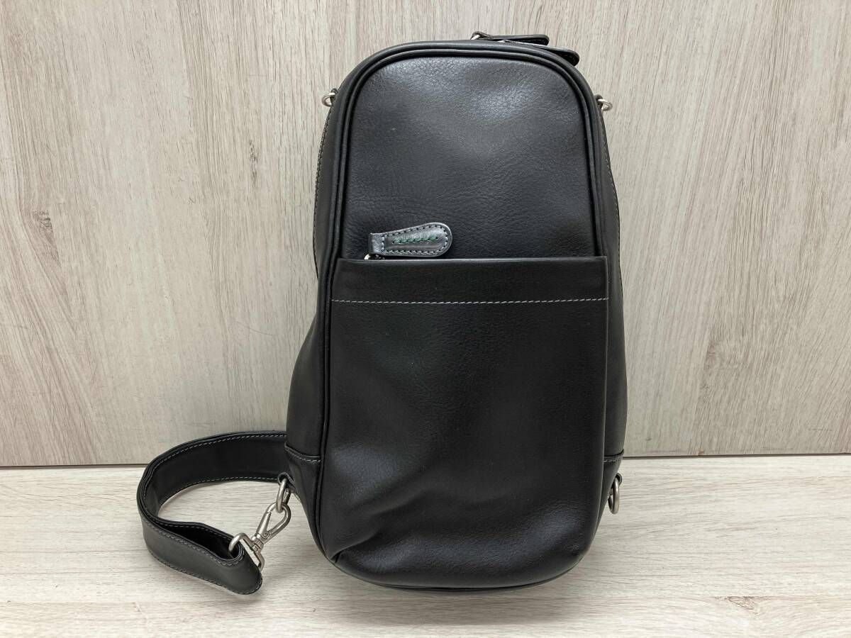 SOMES SADDLE/ソメス サドル ボディバッグ ショルダーバッグ 本革 レザー×メッシュ 日本製 ブラック 保存袋あり