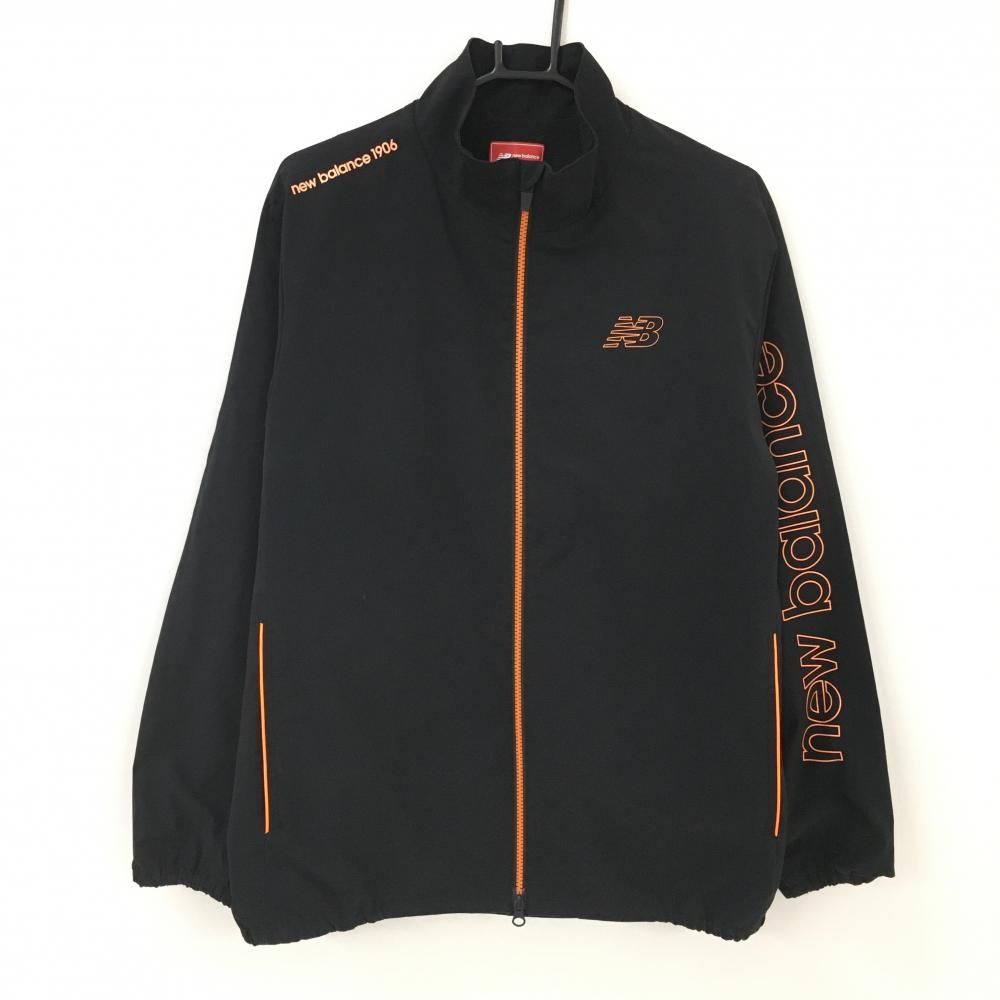ニューバランスゴルフ ジャケット 黒×オレンジ 袖ロゴ 裏地メッシュ メンズ 6(XL) ゴルフウェア New Balance