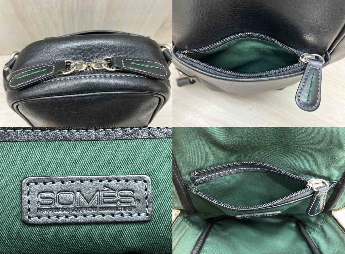 SOMES SADDLE/ソメス サドル ボディバッグ ショルダーバッグ 本革 レザー×メッシュ 日本製 ブラック 保存袋あり