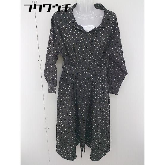 ◇　◎ JEANASIS ジーナシス 水玉 ドット 長袖 膝下丈 ワンピース サイズF ブラック　アイボリー レディース 【中古】 【1105260009141】 5,580円