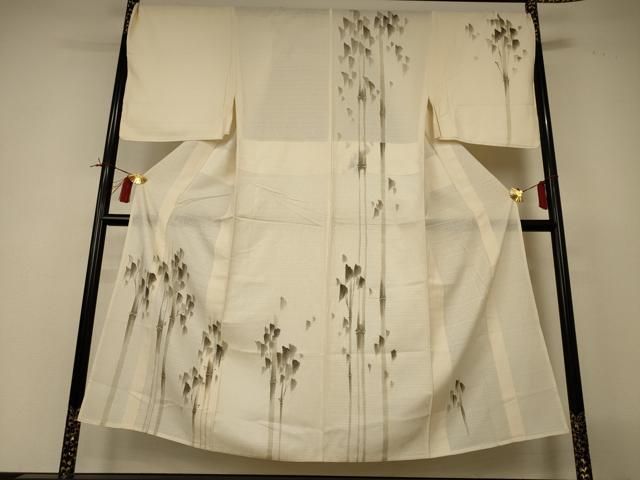 平和屋着物＊夏物　男性　訪問着　手描き　竹文　金彩　正絹　逸品　AABI4687jd