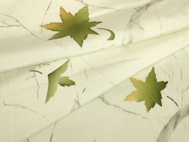 平和屋着物▽上質な小紋　単衣　楓文　正絹　逸品　DABE4539az