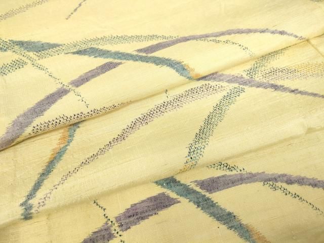 平和屋着物▽上質な紬　単衣　芝文　正絹　逸品　DABE4541az