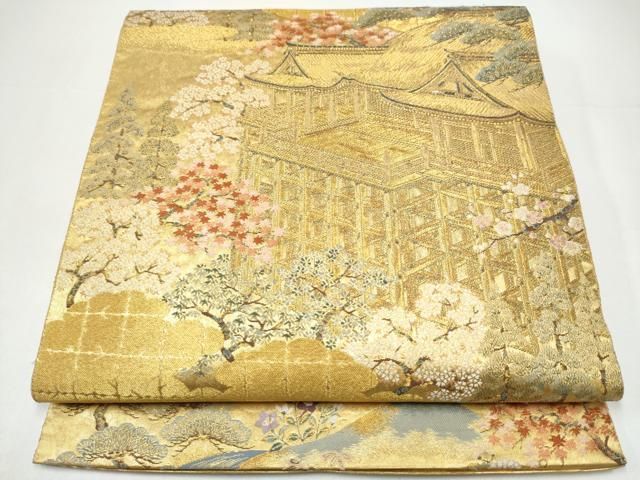 平和屋本店●西陣 長嶋成織物 ながしま帯 六通柄袋帯 京名所 本金箔 瀞金錦 正絹 逸品 CABH5143hy