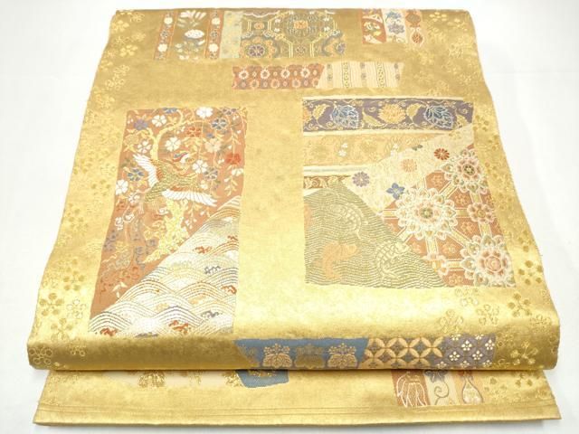 平和屋本店●西陣 長嶋成織物 ながしま帯 六通柄袋帯 名物裂文様 本金箔 瀞金錦 正絹 逸品 CABH5145hy