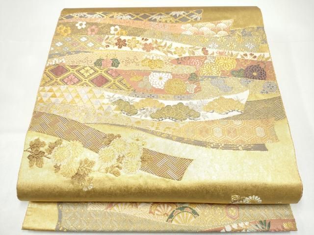 平和屋本店●西陣　長嶋成織物　ながしま帯　六通柄袋帯　唐織　名裳譜　本金箔　瀞金錦　正絹　逸品　CABH5149hy 29,575円