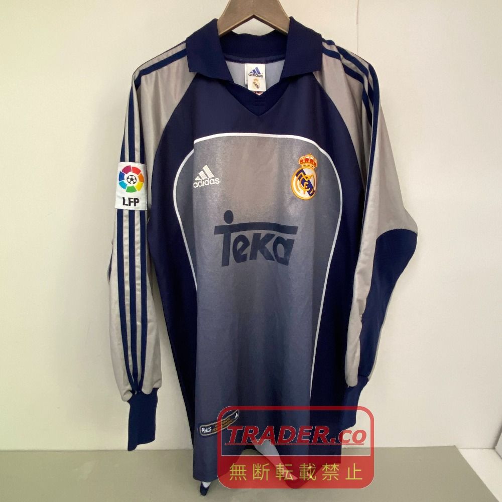 03w26317 adidas アディダス レアルマドリード 2000-2001シーズン キーパーユニフォーム ブルー/シルバーグレー メンズ 長袖 ストリート トップス