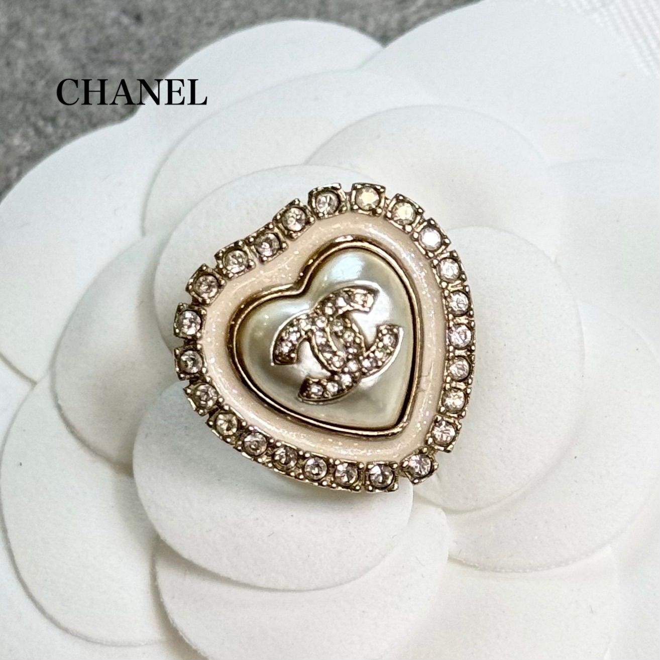 美品 CHANEL シャネル ココマーク ハート パール ストーンピアス 片耳