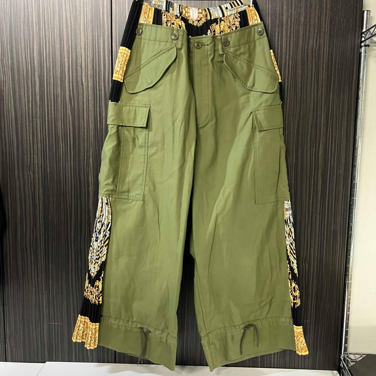25ss JUNYA WATANABE ロングパンツ プリーツ切替カーゴパンツ JO-P026 サイズS ジュンヤワタナベ