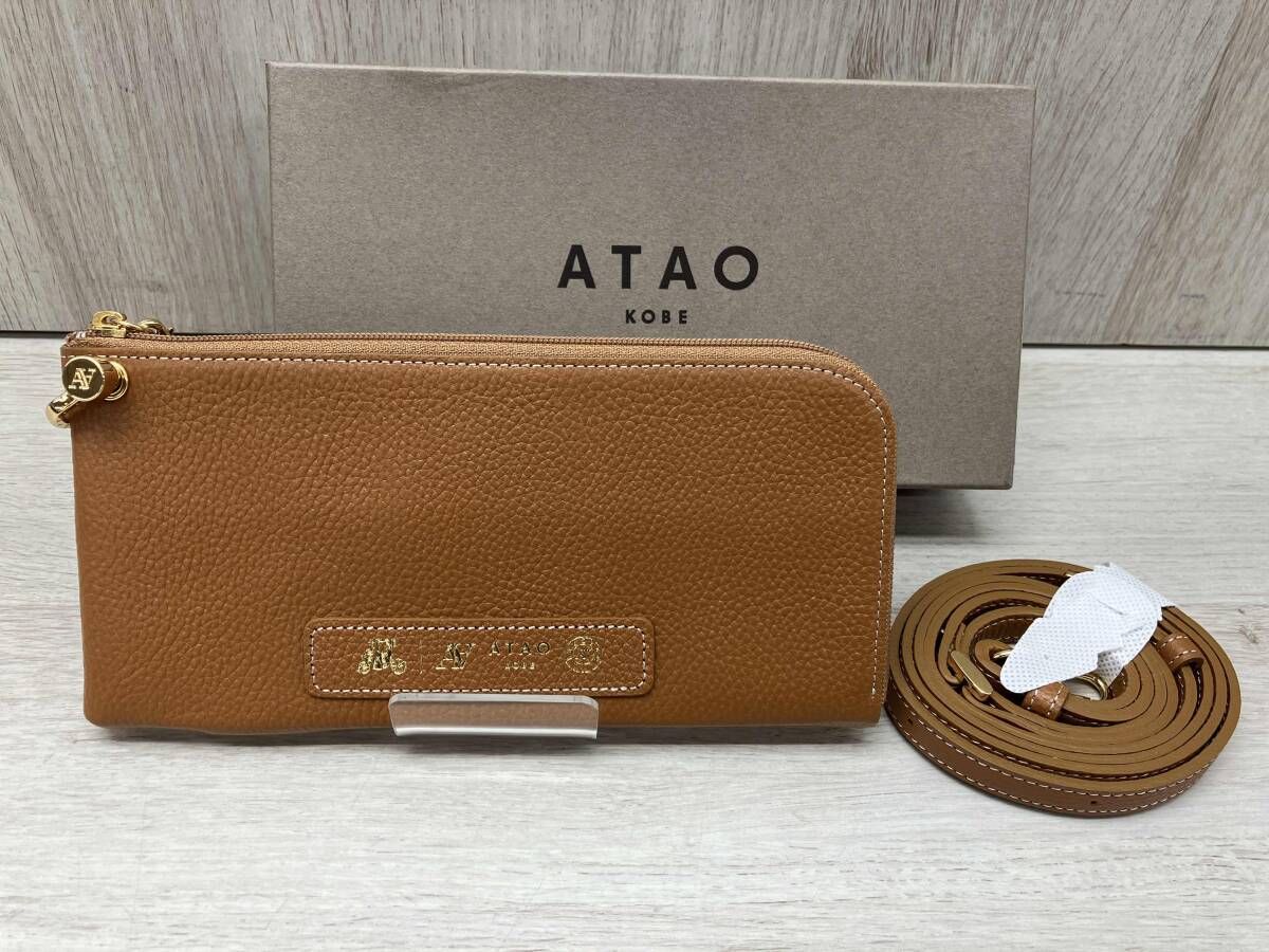 ATAO/アタオ Batty/バティ 2WAY 長財布 ミニショルダー 本革 撥水 モバイルポケット 馬蹄金具 神戸ブランド キャメル 箱あり