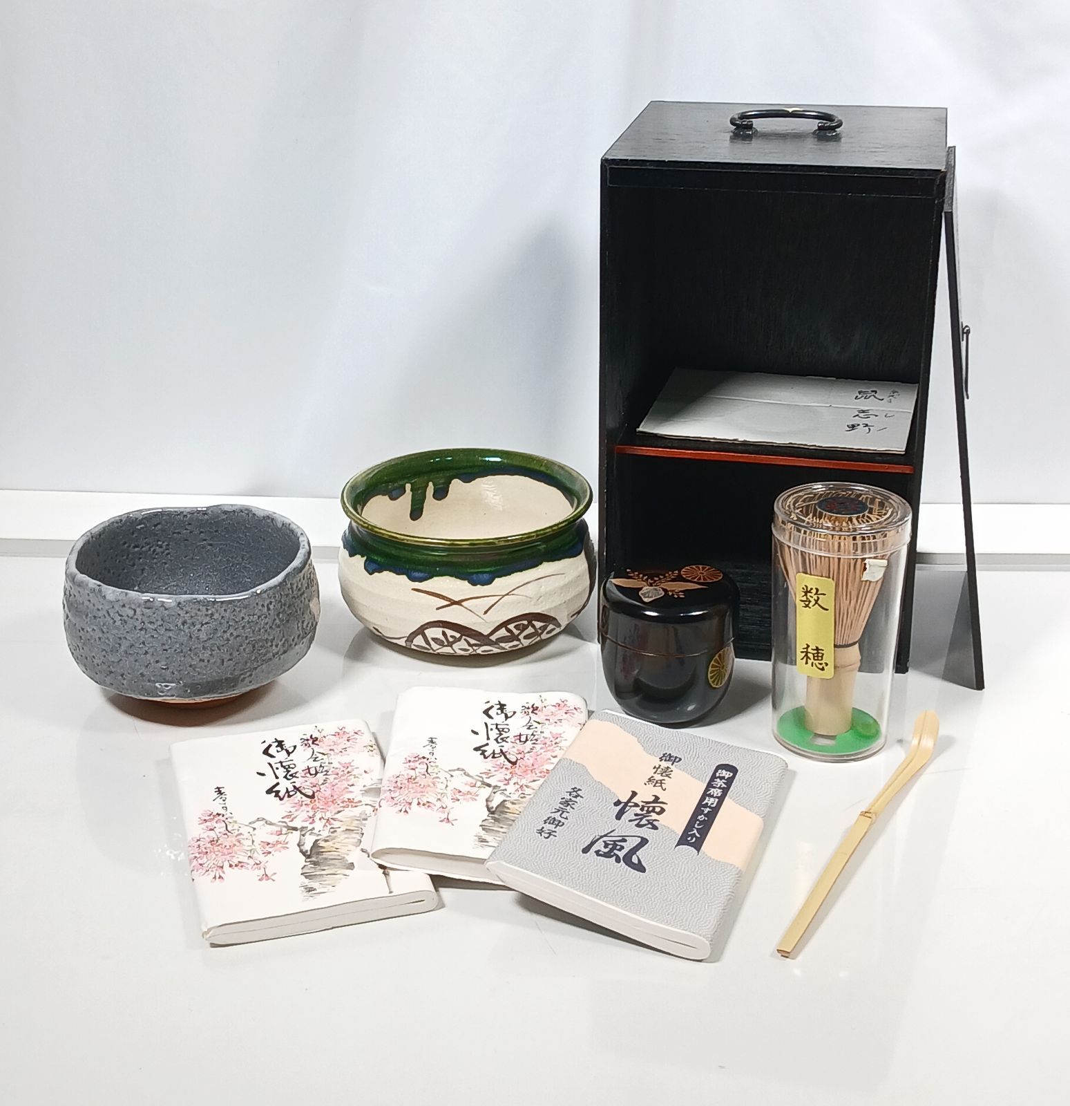 美品 茶道具 野点 セット 四季草花 抹茶碗 棗 茶筅 茶杓 懐風 - メルカリ